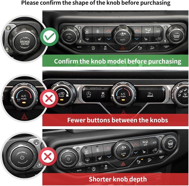 Jimen Fit for Jeep Wrangler JL JLU 2018-2025 & Gladiator JT 2020-2025, 8PCS Window Button Trim & Audio Volume Radio Knob AC Control Ring Air Conditioning Knob & Headlight Switch Knob Cover (Blue) - Image 2